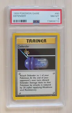 1999 Pokemon Trainer Defender 080/102 Base Set Regular PSA 8 - Image 1