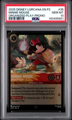 2025 Disney Lorcana EN P2 #35 - Minnie Mouse Daring Defender - Promo PSA 10 GEM - Image 1