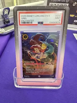 2025 DISNEY LORCANA EN 9-FABLED ENCHANTED ARIEL - ADVENTUROUS COLLECTOR PSA 9 - Image 1