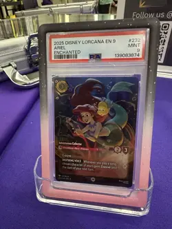 2025 DISNEY LORCANA EN 9-FABLED ENCHANTED ARIEL - ADVENTUROUS COLLECTOR PSA 9 - Image 2