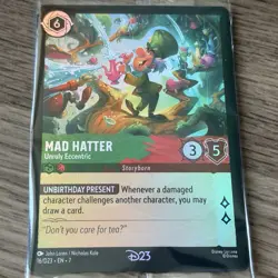 2026 Disney Lorcana D23 Promo MAD HATTER 16/D23 EN-7 Gold Member Exclusive Card - Image 1