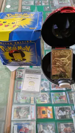 1999 Burger King Pikachu SEALED 23k Gold Plated Card w/ Box and Inserts - Image 1