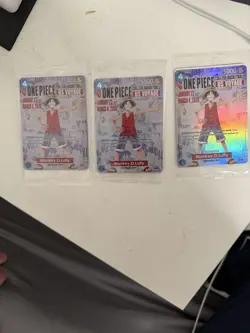 Bandai Namco One Piece US Voyage Monkey D. Luffy 3 Cards Regular Holo English - Image 1
