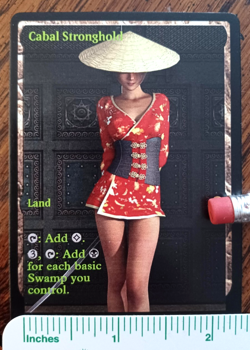 CABAL STRONGHOLD - Altered-art MTG card with ASIAN BABE with AWESOME LEGS! - Image 1