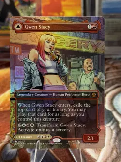 Gwen Stacy (0202) (Borderless) 202 Marvel's Spider-Man NM FOIL MTG - Image 1