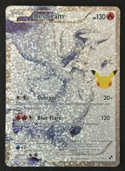 Pokemon Card Reshiram Full Art 25th Anniversary Celebrations 113/114 NM - Image 1