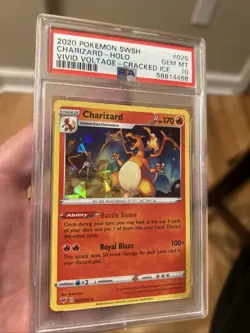 2020 Pokemon Sword & Shield CHARIZARD- VIVID VOLTAGE CRACKED ICE HOLO #25 PSA 10 - Image 2