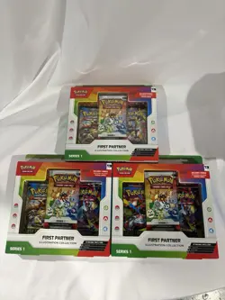 3 X Pokemon TCG First Partner Illustration Collection Series 1 On HAND Sealed - Image 1