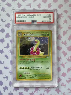 PSA 10 Meganium Pokemon Japanese Neo Genesis 2000 Holo #154 LOW POP - Image 1