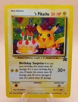Birthday Pikachu Pokemon Black Star Promo #24 WOTC 1999-2000 NM - Image 1