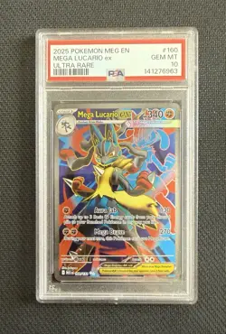Pokemon Mega Lucario EX Ultra Rare Holo Me01 Mega Evolution 160/132 PSA 10 - Image 1