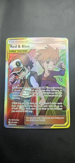 Pokemon Red & Blue TAG TEAM Full Art Trainer 234/236 Cosmic Eclipse Holo - Image 1
