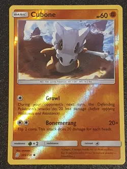 Pokemon TCG Cubone Unified Minds 105/236 Reverse Holo - Image 1