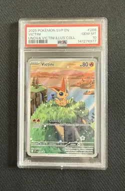 Pokemon 2025 Victini 208 Holo Promo Unova Victini Illustration Collection PSA 10 - Image 1