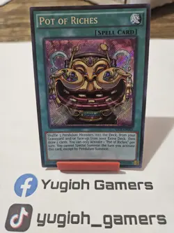 Yu-Gi-Oh Pot Of Riches SECE 1st Edition Secret Rare Light Played - Image 1