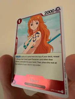 PRE ERRATA Nami - Romance Dawn Rare (OP01) Foil One Piece TCG English - Image 2