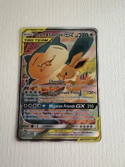 Pokemon Eevee & Snorlax GX SM169 TAG TEAM Promo Holo GX Card - Image 1