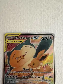 Pokemon Eevee & Snorlax GX SM169 TAG TEAM Promo Holo GX Card - Image 3