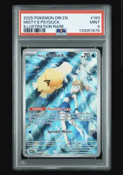 Pokemon TCG Misty's Psyduck Destined Rivals 193/182 Illustration Rare Holo PSA 9 - Image 1