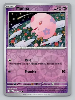 Reverse Holo Munna 035/086 Common SV: Black Bolt Pokemon - Image 1