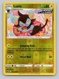 Reverse Holo Luxio (41) 041/159 Uncommon Crown Zenith Pokemon - Image 1