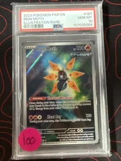 2023 POKEMON PARADOX RIFT #187/182 IRON MOTH ILLUSTRATION RARE PSA 10 - Image 1