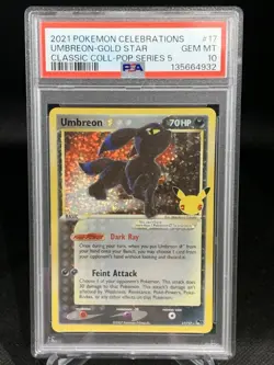 2021 Pokemon Celebrations Umbreon Gold Star 17/17 PSA 10 GEM MT - Image 1