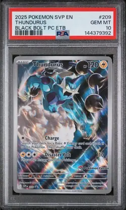 Pokemon TCG Thundurus Black Bolt Pokemon Center ETB SVP 209 PSA 10 - Image 1