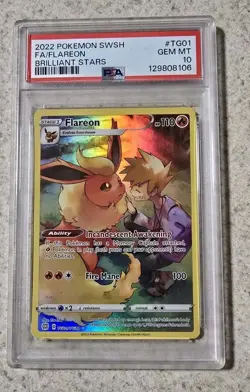 2022 POKEMON SWORD & SHIELD BRILLIANT STARS #TG01 FULL ART/FLAREON PSA 10 - Image 1