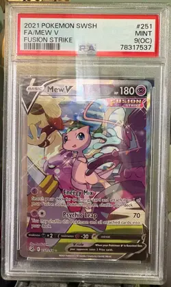 2021 POKEMON SWORD & SHIELD FUSION STRIKE #251 FA/MEW V PSA 9 MINT ERROR (OC) - Image 1
