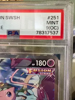 2021 POKEMON SWORD & SHIELD FUSION STRIKE #251 FA/MEW V PSA 9 MINT ERROR (OC) - Image 2