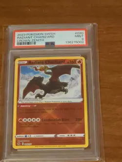 2023 POKEMON SWORD AND SHIELD CROWN ZENITH #020 RADIANT CHARIZARD PSA 9 - Image 1