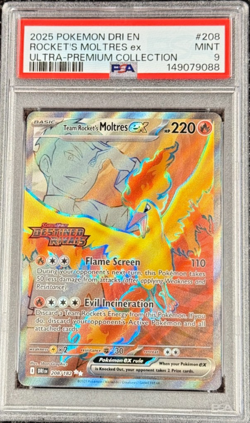 2025 POKEMON DRI ROCKET'S MOLTRES EX ULTRA-PREMIUM COLLECTION #208 STAMPED PSA 9 - Image 1