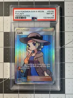 2019 POKEMON SUN & MOON HIDDEN FATES #SV86 FULL ART/LADY PSA 8 - Image 1