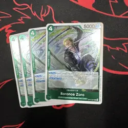 4x One Piece OP13-037 R Roronoa Zoro - ENG - Foil - Playset - TCG - NM/M - Image 1