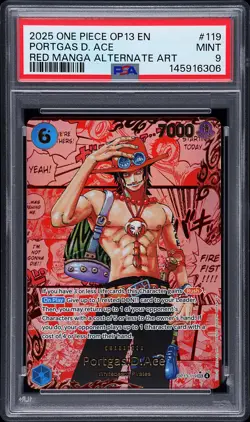 2025 ONE PIECE OP13-CARRYING ON HIS WILL #119 PORTGAS D. ACE PSA 9 - Image 1