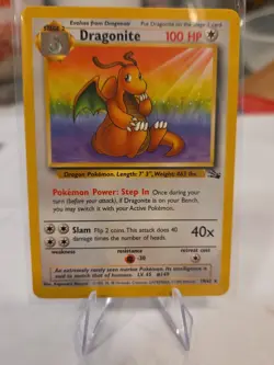 Dragonite Pokemon Card Non-Holo Rare Fossil Set #19/62 Near Mint Unplayed - Image 1