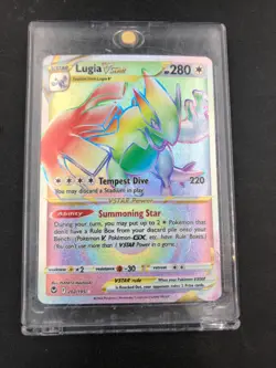 Lugia VSTAR 202/195 Rare Rainbow Silver Tempest Pokemon Card NM - Image 1