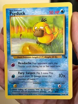 POKEMON PSYDUCK 53/62 COMMON FOSSIL SET LP CARD - Image 1