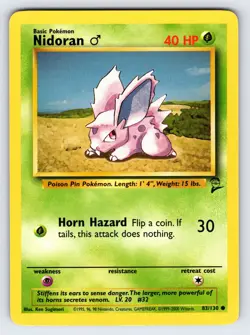 Nidoran 83/130 Base Set 2 Pokemon Card TCG Vintage WOTC Nintendo Common - Nm/Vlp - Image 1