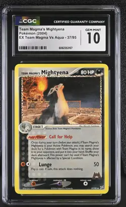 CGC 10 GEM MINT Team Magma's Mightyena EX Team Magma Vs Aqua 37/95 Pokemon Card - Image 1