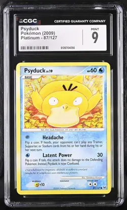 CGC 9 MINT Psyduck 2009 Platinum 87/127 Pokemon Card - Image 1
