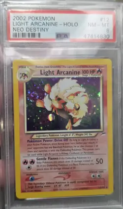 Pokemon TCG Light Arcanine Neo Destiny Holo Card 12/105 Unlimited Rare BIG SWIRL - Image 1