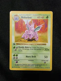 Nidorino 37/102 1st Edition Base Set Shadowless Pokemon - Image 1