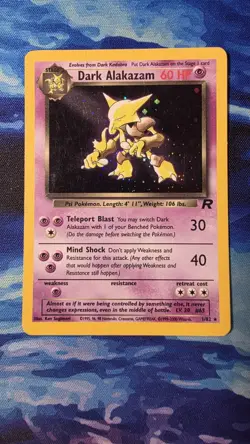 Dark Alakazam 1/82 Holo Rare Team Rocket POKEMON UNLIMITED LP - Image 1