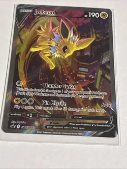 Pokemon TCG Jolteon v SWSH183 Black Star Promo Holo Full Art Card NM Condition - Image 2