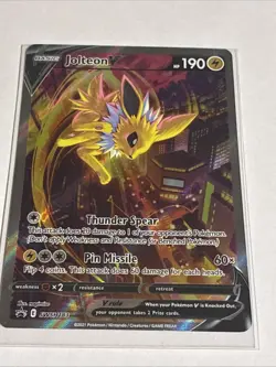 Pokemon TCG Jolteon v SWSH183 Black Star Promo Holo Full Art Card NM Condition - Image 4