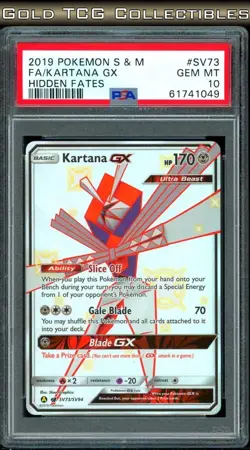 PSA 10 ⭐ Pokemon Kartana GX SV73 73 Full Art Shiny Hidden Fates Sun Moon Graded - Image 1