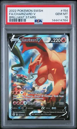 2022 Pokemon Brilliant Stars Charizard V Full Art #154 Sword & Shield PSA 10 Gem - Image 1