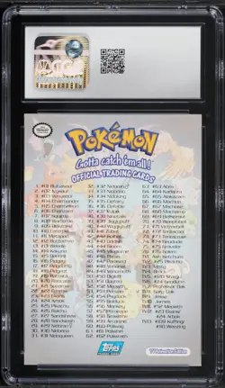 1999 TOPPS POKEMON SERIES 1 FIRST PRINT (BLUE LOGO) CHECKLIST CGC 10 - Image 2